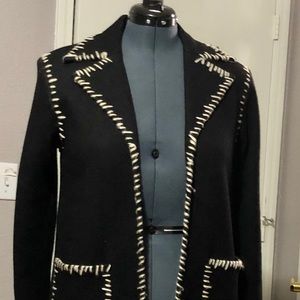 Long Coat w/ Yarn Trim Accent